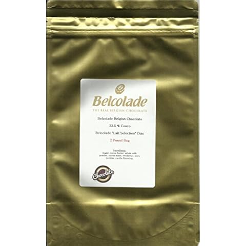Belcolade Belgian Chocolate - Milk Chocolate Discs, "Lait Selection", 33.5% Cocoa, Gold Bag, 2 Pound Bag Cover