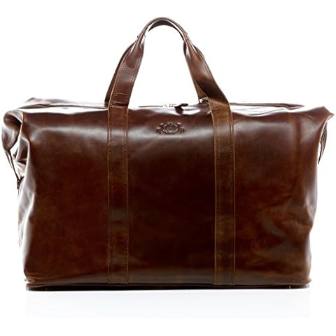 SID & VAIN Travel Bag Holdall Chester XL Duffel Bag Real Leather 56 cm cm Weekender Duffle Leather Bag Men´s Bag Brown Cover