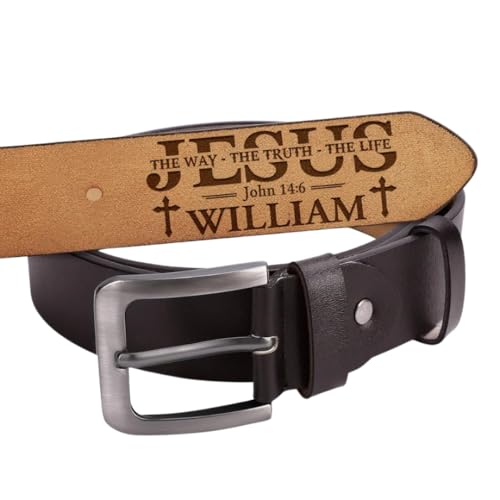 Jesus The Way The Truth The Life - Personalized Leather Belt, Father's Day Birthday Christian Gift for Husband Him, Personalized Prayer Belt For Men, Positive Affirmations Belt, Man of God Belt