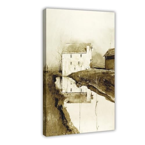 Impression sur toile Moulin Andrew Wyeth décoration murale haut de gamme 50x76cm