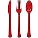 Tiger Chef 72-Pack Plastic Cutlery Set Heavy Duty Colored Plastic Silverware Set includes 24 Forks, 24 Teaspoons, and 24 Knives in Yellow, Red, and Blue…