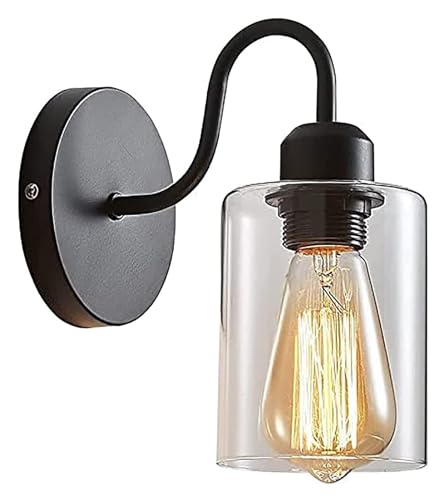 Aplique de pared moderno , Lámpara de pared Industrial Hierro Vidrio Personalidad Interior Aplique de pared Accesorio de iluminación . Mesita de noche Aplique de pared Montaje en pared Aplique Compati