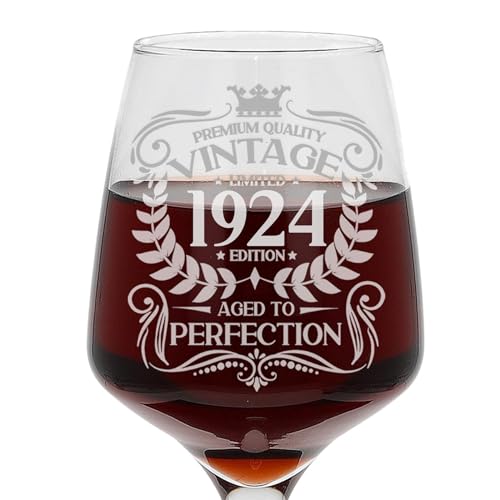 Always Looking Good 101st Birthday Gift Vintage 1924 Aged to Perfection Engraved Large Wine Glass Present for 101 Year Old Etched 400ml Wine Glass
