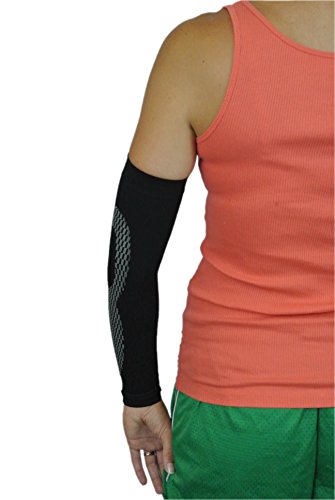 Suresport Arm Compression Sleeves - Reflective Logo - 2016 Model - Pair (Black, Small) #TOP5