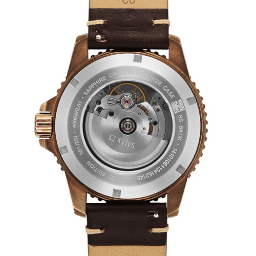 Image of Xylys Mariana with Analog with Date Automatic Green Dial Brown Leather Strap Watch for Men - 40064KL01E
