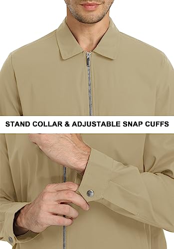 Tacvasen Men's Casual Lightweight Jacket Active Bomber Jacket Windbreaker Khaki, 2Xl #TOP4