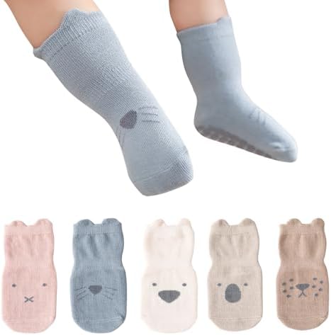 Baby Socks, Non-Slip, Cotton, Soft, Comfortable, Spring, Summer, Autumn, Winter, Set of 5