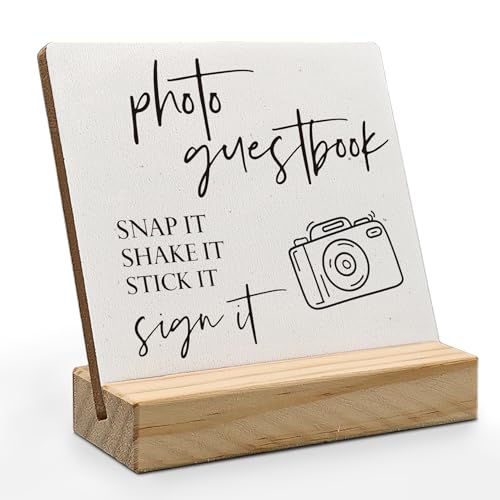 Wedding Guest Book Sign with Wooden Stand
