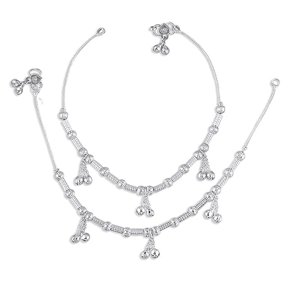 Lila Traditional Trendy Jewellery All Occassions Anklets Payal Pair for Women/Girls Alloy Anklet (Pack of 2)(Bzr_HC-116PayalPipeGoliLatkan(1Pair))-image-33