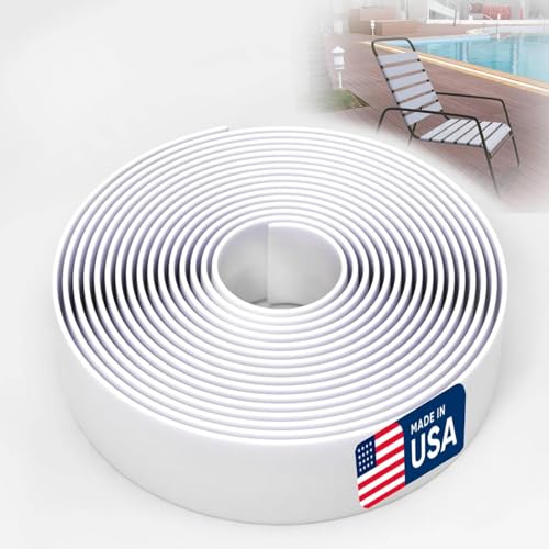 1.5 Inch Wide 20ft Long Vinyl Strap - Replacement Straps for Patio Chairs - Vinyl Strapping for Patio Furniture Repair - Durable Seat Repair Kit for Lawn Chairs Outdoor Furniture (White)