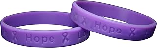 Purple Ribbon Wholesale Pack Silicone Bracelets/Wristbands for Alzheimerâ€™s, Domestic Violence, Epilepsy, Pancreatic Cancer, Lupus, Crohnâ€™s Disease Awareness â€“ Perfect for Support Groups and Fundraisers (2 Bracelets)