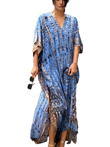 Image of Kaftan Dresses for Women Plus Size Summer Beach Dress with Print and Swim Cover Ups