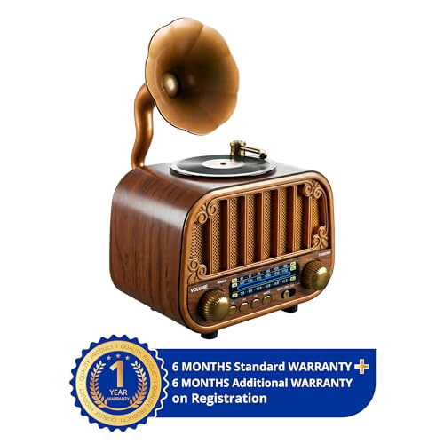 Image of iBELL Rhythm 540 Vintage Bluetooth Speaker with AM /FM /SW Radio | 3 Band Portable Retro Radio | USB Port & TF Card Slot | MP3 Playback | 5V DC Powered Wireless Music System (Wood Finish)