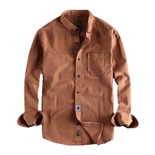Chemise rouge en coton délavé pour homme coupe slim coupe cardigan en taille 3XL