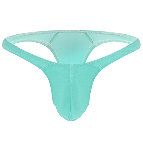 FFESHOW Men's Smooth Bikini Pouch Underwear G String Thongs Turquoise One Size