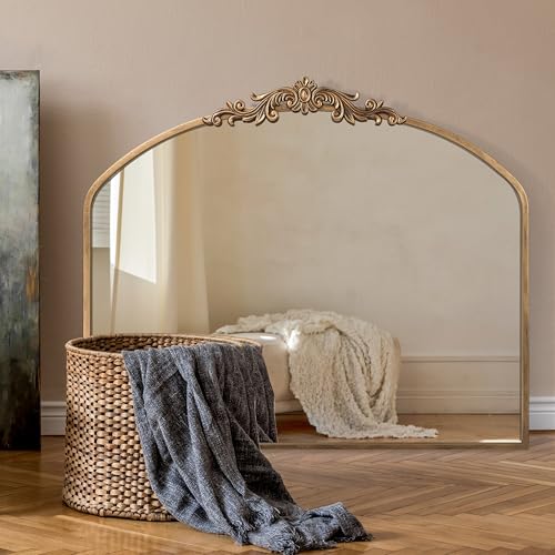 PERFNIQUE Miroir Vintage, 91,4 x 76,2 cm, Miroir Baroque Antique arqué, décoration Murale...