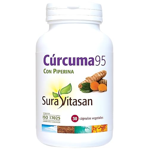 Sura Vitasan Cúrcuma95-30 Cápsulas - Extracto Altamente Concentrado con Pimienta Negra para Máxima Absorción - Antiinflamatorio Natural y Potente Antioxidante - Alivio Articular