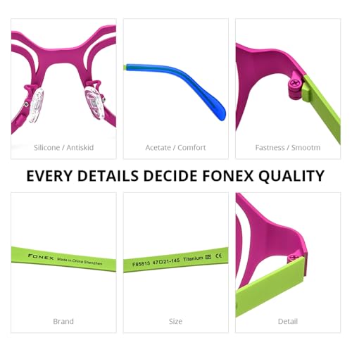Image of FONEX Colorful Pure Titanium Glasses Frame Women Retro Round Eyeglasses