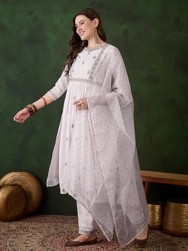 Image of SheWill Kurta Set for Women - Maroon Velvet Zari Sequence Cording Embroidered Kurta with Pant and Cutwork Organza Dupatta