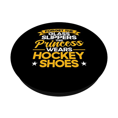 Field Hockey This Princess Wears Hockey Shoes PopSockets Swappable PopGrip, Black - Image 2