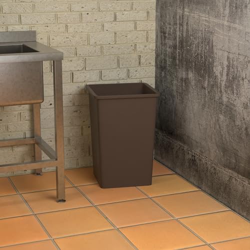 Image of Square Commercial Trash Can (Trash Can, Brown, 35 Gallon)
