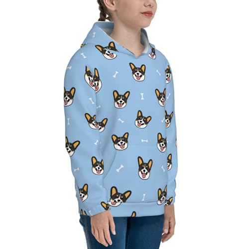 Corgi Dog Kids Pullover Hoodies Boys Sweatshirts Girls Athletic Clothes with Pocket3