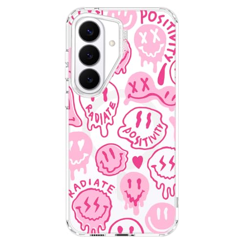 Coque compatible MagSafe Samsung S26 Plus protection antichoc transparente motif rose