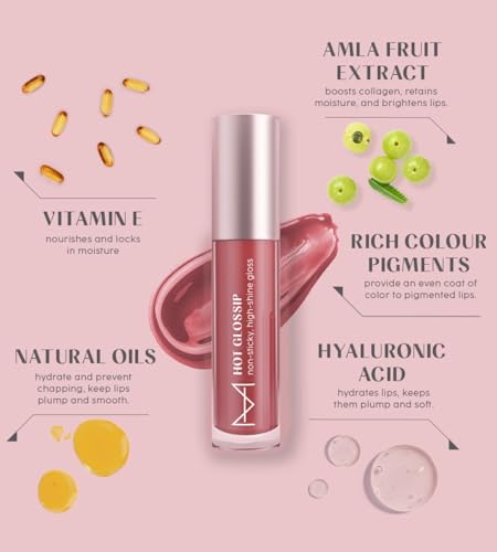Image of House Of Makeup Non-sticky gloss | High-shine lip gloss for pigmented lips | Lip gloss with hyaluronic acid | Zero stickiness (Berry Discreet)