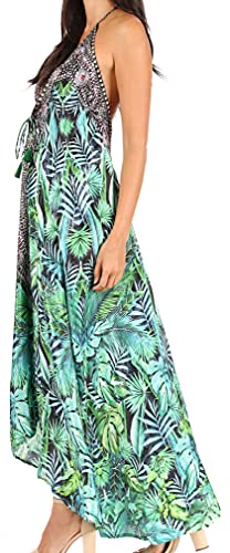 Image of Sakkas Lizi Womens Maxi High-Low Halter Handkerchief Long Dress Beach Party
