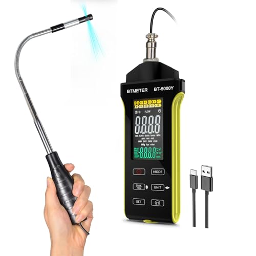 BTMETER Hot Wire Anemometer - CFM/CMM Digital Air Flow Meter, Wind Speed Meter Measure 0.2~67Mph,