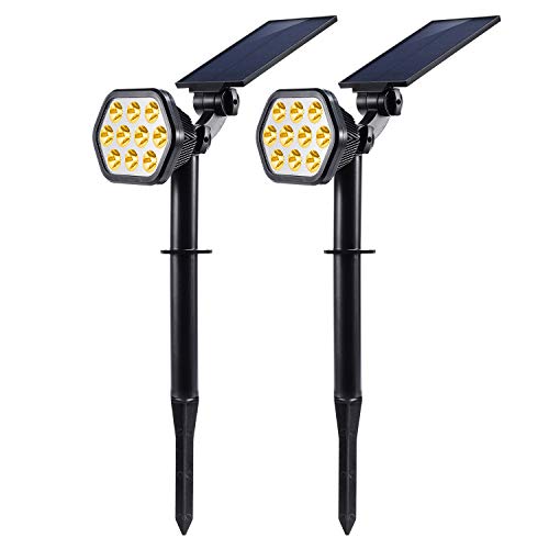 Solar Lights Outdoor, 10 LED Landschap Spotlights Zonne energie Wandlampen 2-in-1 Draadloze Verstelbare Beveiliging Decoratie Verlichting voor Yard Tuin Gang Veranda Zwembad Oprit