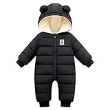 CHAOJIESI Toddler Snow Suit Newborn Jacket Infant Winter Clothes Zip Up Long Sleeve Puffer One-Piece Coat Black 0-6 Months