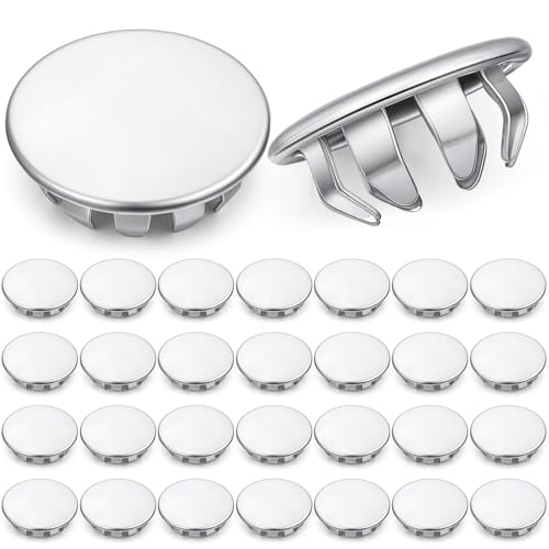 Image of Hicarer 30 Pack Fit 1 /2 inch(12.7mm) Hole Metal Hole Plugs, Nickel-Plated Steel Snap-in Cover for Exposed Holes, Electrical Box Knockout Plugs, No Welding Required for Sinks, Furniture, Automotive