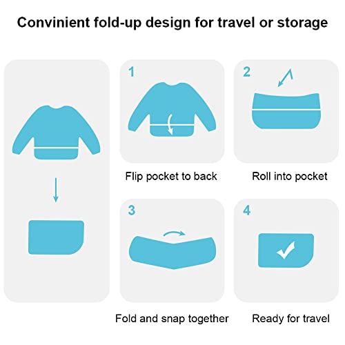 Vicloon Bibs with Sleeves, 5Pcs Long Sleeve Waterproof Bibs, Unisex Feeding Bib with Large Pocket - Image 4