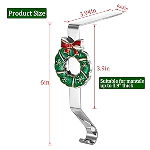 Christmas Stocking Holders for Mantle Set of 4 - Silver Metal Cute Xmas Stocking Hangers for Fireplace, Holiday Family Christmas Stocking Hooks (L Shape 01) Christmas Stocking Holders for Mantle Set of 4 Silver Metal Cute Xmas Stocking Hangers for Fireplace Holiday Family Christmas Stocking Hooks L Shape 01