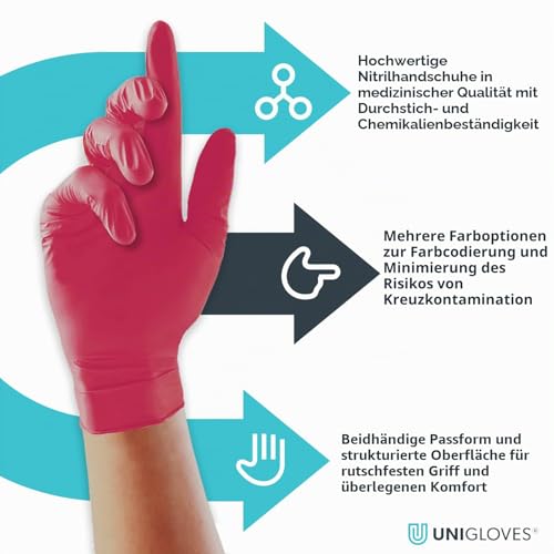 UNIGLOVES Red Pearl Nitril-Untersuchungshandschuhe – Ansicht 3