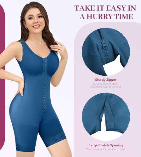 Image of M MYODRESS Fajas Colombianas Reductoras Y Moldeadoras Levanta Cola Tummy Tuck Compression Garment Full Body Shaper Waist Trainer for Women Shapewear Bodysuit Stage 2 Bbl Blue S