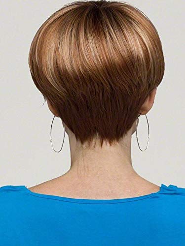 Miniatura 8 de JoAnne peluca  Envy Pelucas 5.75 pulgadas corto Breezy Pixie corte Wispy Full Fringe sintético Monofilamento parte superior Flequillos capas natural