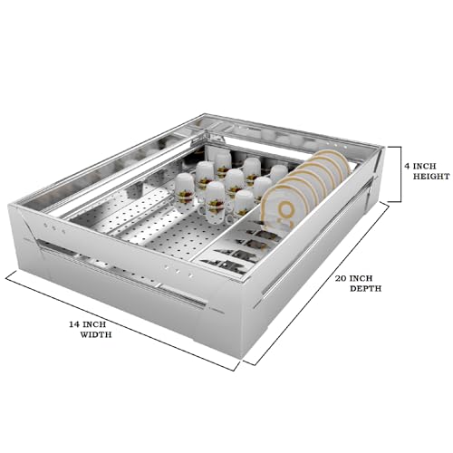 Image of BLOO BASKET 202modular kitchen accessories cabinet, 6-Piece Utensil Organizer, Perforated Stainless Steel, Silver (14 inch WIDTH * 20 inch DEPTH, WITHOUT CHANNEL)