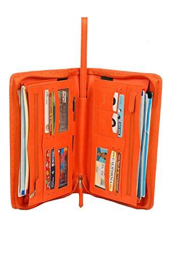 Image of Sukeshcraft Multiple Cheque Book Holder | Original PU Holds Upto 8 Cheque Books, Orange