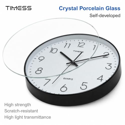 TIMESS 12 Inch Silent Wall Clock,High-Precision Analog Clock,Black&White - Image 5