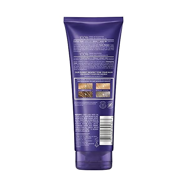 LOreal-Paris-EverPure-Sulfate-Free-Brass-Toning-Purple-Conditioner-for-Blonde-Bleached-Silver-or-Brown-Highlighted-Hair-68-Fl-Oz-Packaging-May-Vary L'Oreal Paris EverPure Sulfate Free Brass Toning Purple Conditioner for Blonde, Bleached, Silver, or Brown Highlighted Hair, 6.8 Fl; Oz (Packaging May Vary)