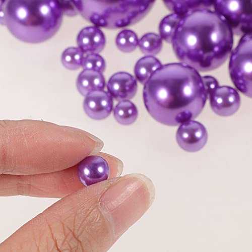 125pcs Vase Filled with Pearls Vase Filler Pearls Filler Wedding Decor for Pearl Beads for Jewelry Making Purple Abs Brush Nonporous(Only) - Image 4