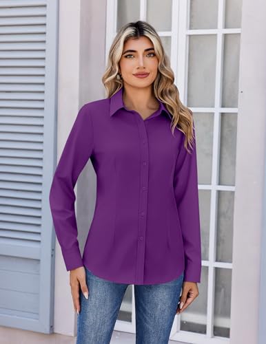 Image of Zeagoo Women's Wrinkle Free Button Down Shirts Long Sleeve Dress Shirts Collared Business Casual Blouses Tops XS-3XL