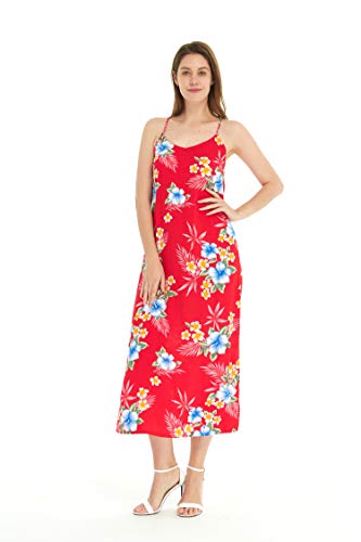 Image of Matchable Family Hawaiian Luau Men Women Girl Boy Clothes in Hibiscus Red