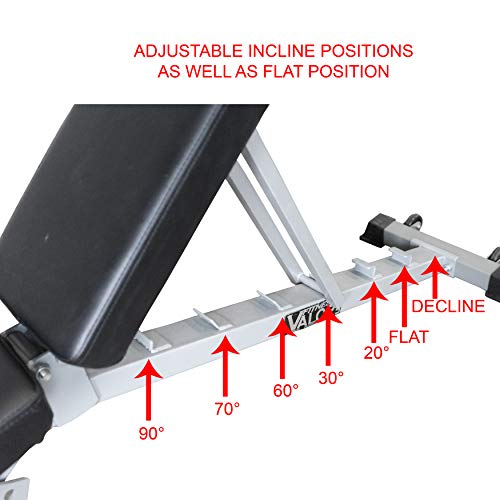 Valor Fitness DD Adjustable Flat, Incline, Decline Bench with Leg Support - 7 Position Back Pad, 4 Position Seat Pad, DD-4 Adjustable Bench