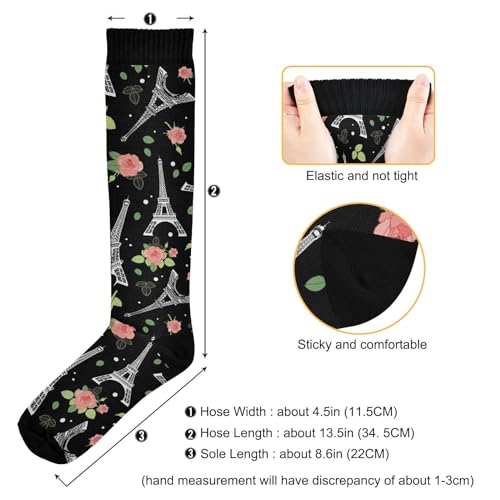 Image of Compression Socks for Men Women Colorful Knee High Socks Support for Athletic Sport Running Hiking Fitness
