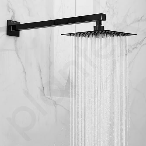 Image of Plantex 24-Inch Shower Arm for Overhead Shower /Stainless Steel Shower Pipe /Wall Mount Bathroom Fitting with -Inch Thread - Pack of 1 (Black)