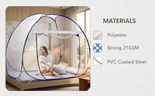 Image of Mosquito Net for Double Bed | King Size Foldable Machardani | 6 x 6 Feet Polyester 30GSM Strong Net (Pack of 1)