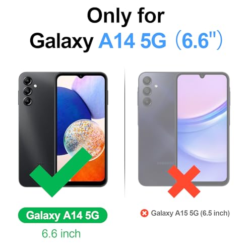 Shieldtop for Samsung Galaxy A14 5G Wallet Case with Card Holder Women Men,Galaxy A14 5G Phone Case RFID Blocking PU Leather Flip Shockproof Cover with Strap Zipper Credit Card Slots,Wine Red